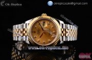 Rolex Datejust II Clone Rolex 3135 Automatic Yellow Gold/Steel Case with Yellow Gold Dial Diamonds Markers and Two Tone Bracelet (BP)