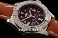Breitling Avenger Seawolf Swiss ETA 2824 Automatic Movement Silver Case with Brown Dial-White Number Markers and Brown Leather Strap