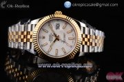 Rolex Datejust II Clone Rolex 3135 Automatic Yellow Gold/Steel Case with White Dial Stick Markers and Two Tone Bracelet (BP)