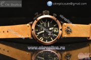 U-Boat Chimera Chronograph OS10 Quartz With Rose Gold Bezel and Black Case Brown Leather White Marker