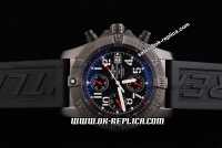 Breitling Avenger Swiss Valjoux 7750 Chronograph Movement PVD Case with Black Dial and White Numeral Marker-Rubber Strap