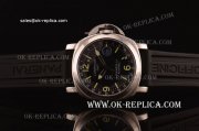 Panerai PAM 244 Luminor GMT Swiss ETA 2836 Automatic Steel Case with Black Dial and Black Rubber Strap - Yellow Markers