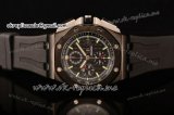 Audemars Piguet Royal Oak Offshore Chrono Clone AP Calibre 3126 Automatic PVD Case with Black Dial Green Markers and Black Rubber Strap (EF)
