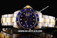 Rolex Submariner Swiss ETA 2836 Automatic Movement Steel Case with Blue Dial and Blue Bezel-Two Tone Strap