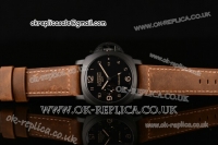 Panerai PAM00441 Luminor 1950 3 Days GMT P.9001 Automatic PVD Case with Black Dial and Brown Leather Strap - 1:1 Original ZF Edition