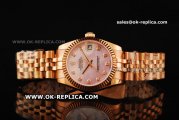 Rolex Datejust Oyster Perpetual Automatic Movement ETA Case with Pink MOP Dial and Diamond Markers - Rose Gold Strap