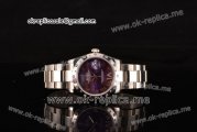 Rolex Datejust Asia 2813 Automatic Steel Case with Purple Dial Diamonds Bezel and Steel Strap (BP)