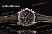 Breitling Bentley Barnato Chrono Miyota OS20 Quartz Steel Case Stick/Numeral Markers Three Yellow Subdials and Leather Strap