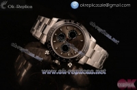 Rolex Daytona Chrono Clone Rolex 4130 Automatic Steel Case PVD Bezel Grey Dial Stainless Steel Bracelect Diamonds Markers (EF)