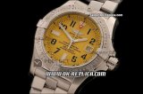 Breitling Avenger Seawolf Swiss ETA 2824 Automatic Movement Silver Case with Yellow Dial-Black Number Markers and SS Strap