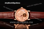 Vacheron Constantin Malte Asia Automatic Rose Gold Case with Beige Dial Stick Markers and Brown Leather Strap