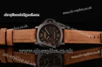 Panerai Luminor Marina 1950 3 Days PAM00386 p.9000 Automatic Titanium Case with Black Dial and PVD Bezel Brown Leather Strap