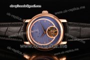 Vacheron Constantin Malte Asia Automatic Rose Gold Case with Blue Textured Dial Stick Markers and Black Leather Strap