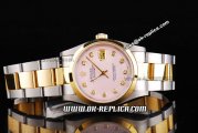 Rolex Datejust Automatic Movement Pink Dial With Diamond Marking and Gold Bezel-Two Tone Strap