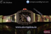 Richard Mille RM35-02 Miyota 9015 Automatic Carbon Fiber Case with Skeleton Dial Dots Markers and Camouflage Rubber Strap - 1:1 Original（KV）