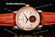 Vacheron Constantin Malte Asia Automatic Rose Gold Case with White Textured Dial Stick Markers and Brown Leather Strap