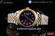 Rolex Datejust II Clone Rolex 3135 Automatic Yellow Gold/Steel Case with Blue Dial Stick Markers and Two Tone Bracelet (BP)
