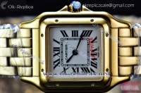 Cartier Santos 100 Miyota Quartz Yellow Gold Case with White Dial Yellow Gold Bracelet and Roman Numeral Markers