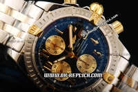 Breitling Chronomat Evolution Chronograph Swiss Valjoux 7750 Automatic Movement Steel Case with Black Dial and Gold Arabic Numerals-Two Tone Strap