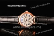 Cartier Ballon Bleu De Small Miyota Quartz Rose Gold Case with White Dial Roman Numeral Markers and Black Leather Strap