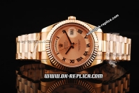 Rolex Day Date II Rolex 3156 Automatic Movement Full Rose Gold with Rose Gold Dial and Silver Roman Markers