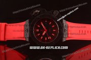 Hublot King Power Oceanographic 4000 M Diving Swiss ETA 2836 Automatic Carbon Fibre Case with Black Dial and Red Rubber Strap