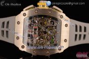 Richard Mille RM11-03 Swiss Valjoux 7750 Automatic Steel Case with Skeleton Dial Arabic Numeral Markers and Grey Rubber Strap (KV)