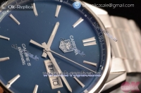 Tag Heuer Carrera Calibre 5 Swiss ETA 2824 Automatic Steel Case with Blue Dial Stick Markers and Steel Bracelet