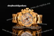 Invicta Orignial Excursion Chrono Swiss Ronda 5040 D Quartz Full Yellow Gold with Silver Dial and Arabic Numeral Markers