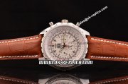 Breitling Bentley Big Date Miyota OS20 Quartz Movement White Dial with Honeycomb Bezel and Brown Leather Strap