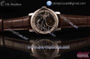 Vacheron Constantin Traditionelle Minute Repeater Tourbillon Swiss Tourbillon Manual Winding Grey Dial with Brown Leather Strap Steel Case and Stick Markers