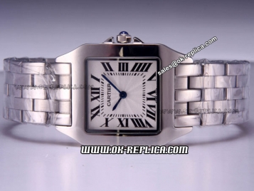 Cartier Santos Quartz Movement Silver Case with Stainless Steel Strap and White Dial-Lady Size