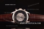 TAG Heuer Mikrograph Automatic Steel Case with Silver/Black Dial and Brown Leather Strap