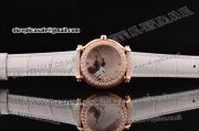 Chopard Happy Sport - Mickey Swiss Quartz Rose Gold Case with White MOP Dial Diamond Bezel and White Leather Strap