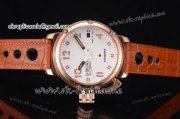 U-Boat Chimera Skeleton Asia ST25 Automatic Rose Gold Case with White Dial Arabic Numeral Markers Brown Leather Strap