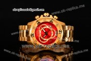 Invicta Orignial Excursion Chrono Swiss Ronda 5040 D Quartz Full Yellow Gold with Red Dial and Arabic Numeral Markers