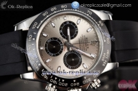 Rolex Cosmograph Daytona Clone Rolex 4130 Automatic Steel Case with Silver Dial Stick Markers and Black Rubber Strap -1:1
