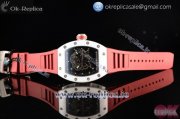Richard Mille RM 055 Bubba Watson Miyota 9015 Automatic Ceramic Case with Black Skeleton Dial Skeleton Markers and Red Rubber Strap