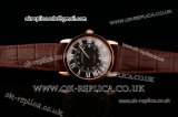 Cartier Ronde Solo Swiss ETA 2836 Automatic Rose Gold Case with Black Dial Roman Markers and Brown Leather Strap