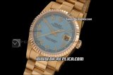 Rolex Datejust Swiss ETA 2836 Automatic Movement Full Gold with Blue Dial and Gold Roman Markers
