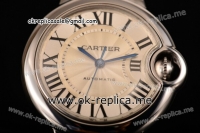 Cartier Ballon Bleu Medium Swiss ETA 2671 Automatic Full Steel with Silver Dial and Roman Numeral Markers