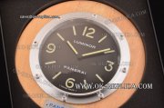 Panerai Luminor Base Swiss ETA Quartz Steel Case with Black Dial and Green Numeral/Stick Markers Wall Clock