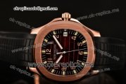 Patek Philippe Aquanaut Miyota 9015 Automaitc Rose Gold Case with Brown Dial Stick/Numeral Markers and Black Rubber Strap (BP)