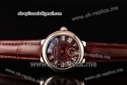 Cartier Ballon Bleu De Small Miyota Quartz Steel Case with Brown Dial Roman Numeral Markers and Brown Leather Strap