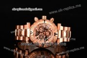 Invicta Orignial Excursion Chrono Swiss Ronda 5040 D Quartz Full Rose Gold with Skeleton Dial and Dot Markers