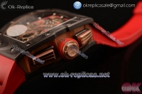 Richard Mille RM 11-02 Chrono Swiss Valjoux 7750 Automatic Carbon Fiber Case with Skeleton Dial Red Rubber Strap and Red Skeleton Markers - 1:1 Origianl