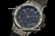 Hublot Big Bang Diamond Case and Bezel Swiss Valjoux 7750 Automatic Movement Black Dial and Silver Stick/Numeral Marker