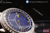 Patek Philippe Grand Complication Sky Moon Celestial Miyota 9015 Automatic Steel Case with Blue Dial Black Leather Strap and Arabic Numeral Markers (GF)