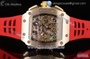 Richard Mille RM11-03 Swiss Valjoux 7750 Automatic Steel Case with Skeleton Dial Arabic Numeral Markers and Red Rubber Strap (KV)
