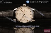 IWC Portuguese Automatic Clone IWC 52010 Automatic White Dial with Steel Case Black Leather Strap and Arabic Numeral Markers (AAAF)